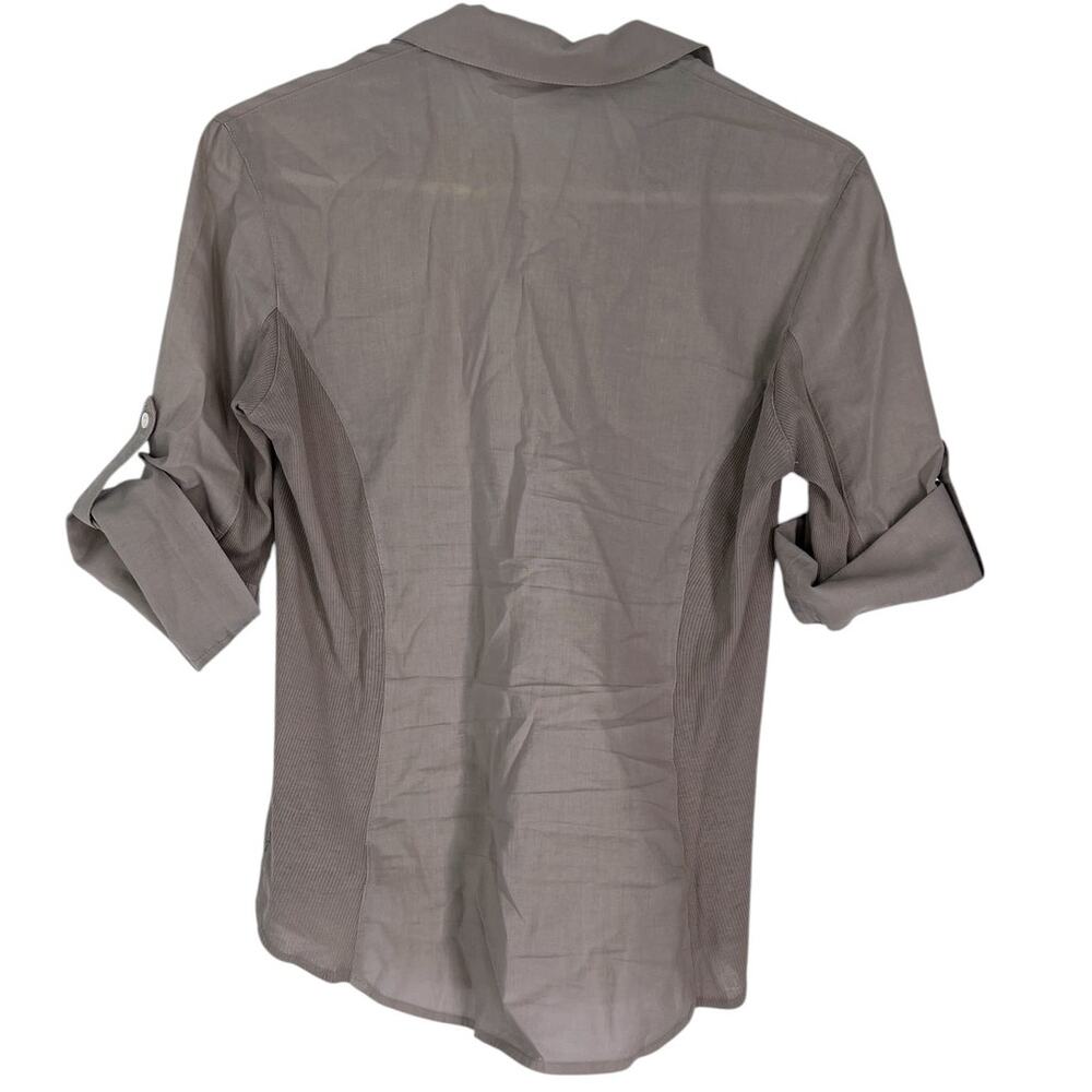 James Perse M button-up shirt rib panel Top Luxury Basic Revolve Short Sleeve - Picture 4 of 5